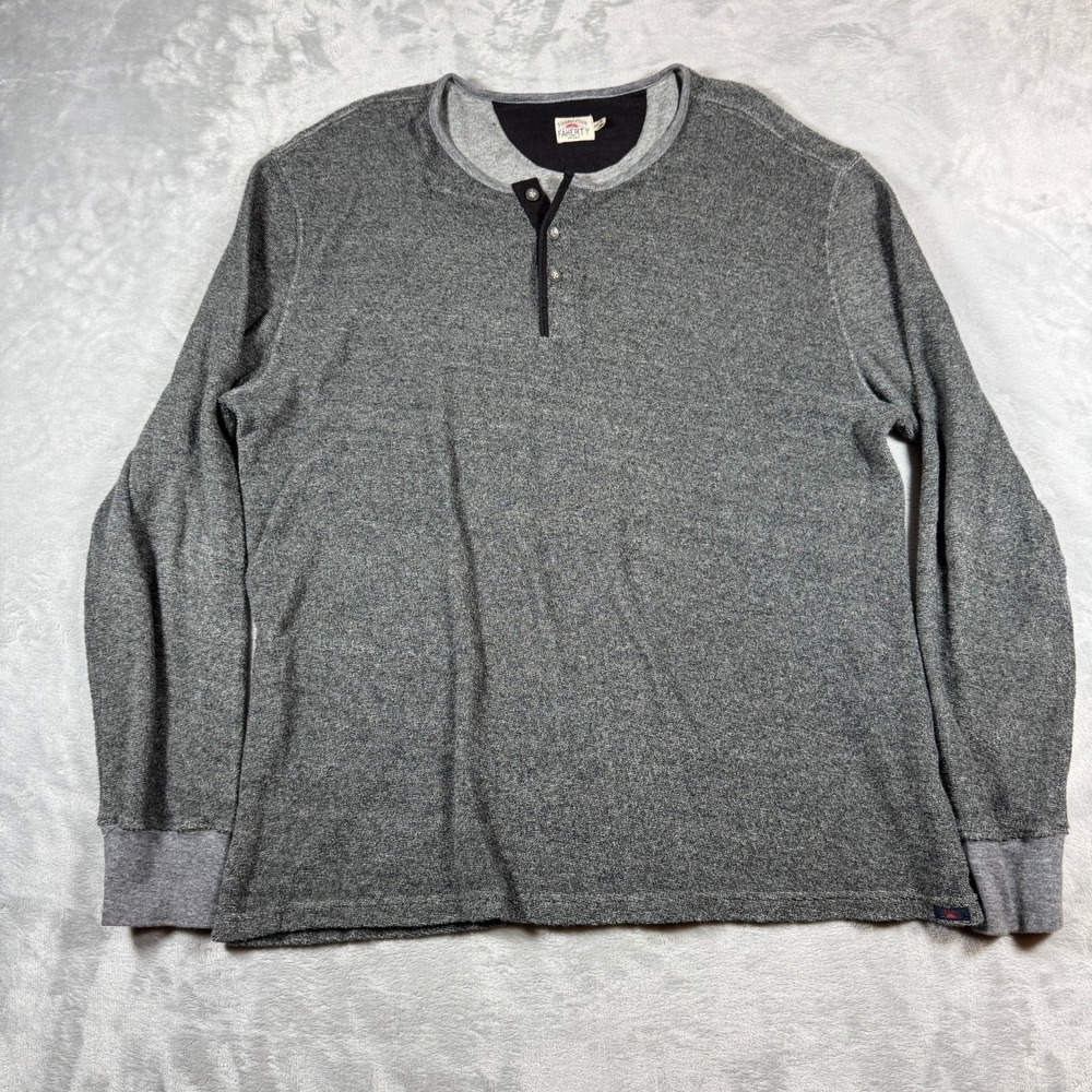 Faherty Pullover Mens XXL Grey Jaspe Terry Henley Towel Sweater Lightweight - Picture 2 of 11